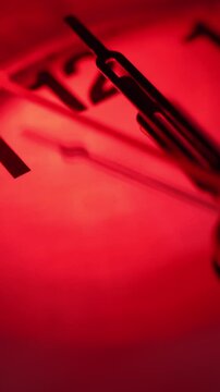 The clock shows the mystical time - 00:00. Midnight. The red light. It's 12 o'clock, the dark forces are not asleep. Vertical video, shorts.