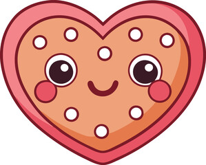 Cute Heart shaped cookies vector cartoon illustration for  Valentine's Day