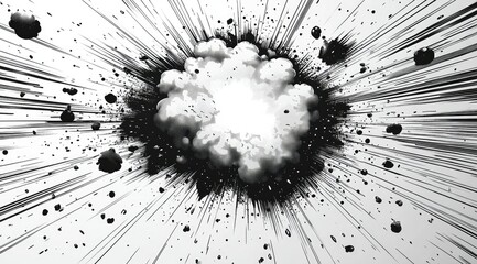 Dramatic explosion scene creative studio graphic illustration digital art close-up energy and impact concepts