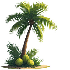 Fototapeta premium Tropical Palm Tree Beach Location Nature Scene Sunny Environment Ground Level View Serenity and Relaxation Concept