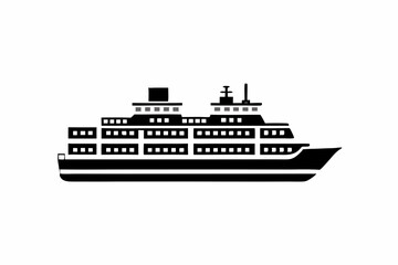 Obraz premium Minimalist Ferry Silhouette Vector Art for Nautical and Maritime Designs