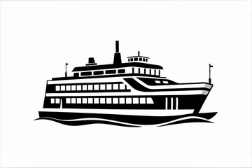 Fototapeta premium Minimalist Ferry Silhouette Vector Art for Nautical and Maritime Designs