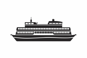 Minimalist Ferry Silhouette Vector Art for Nautical and Maritime Designs

