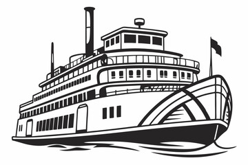 Minimalist Ferry Silhouette Vector Art for Nautical and Maritime Designs

