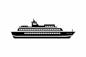 Minimalist Ferry Silhouette Vector Art for Nautical and Maritime Designs

