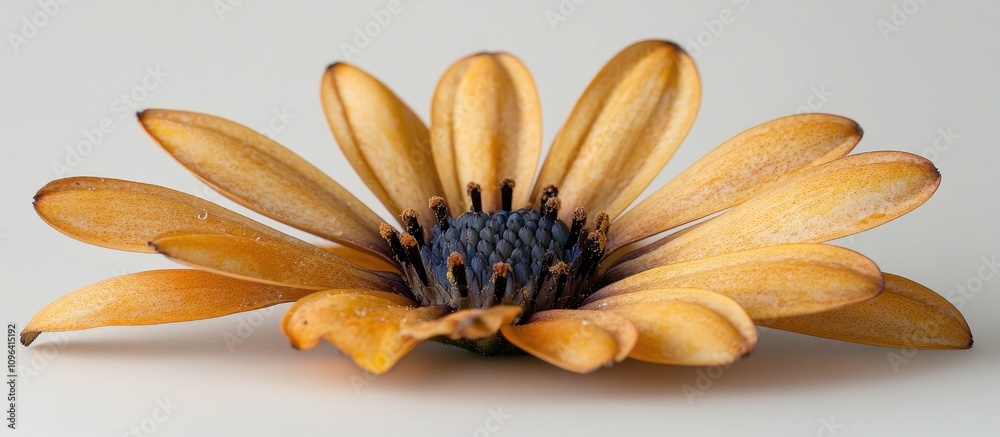 Poster Osteospermum flower daisy in macro detail displayed elegantly against a soft white background showcasing its unique petal structure