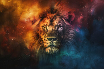 Naklejka premium Astrological composition with concept of Leo zodiac sign symbol