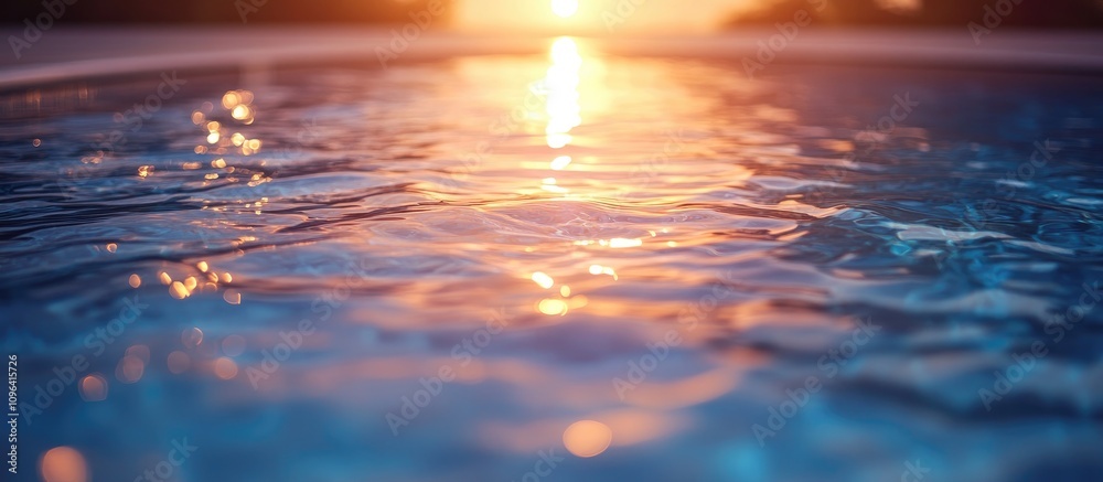 Aufkleber abstract reflection of sunlight on tranquil swimming pool water surface with ripples creating a sere