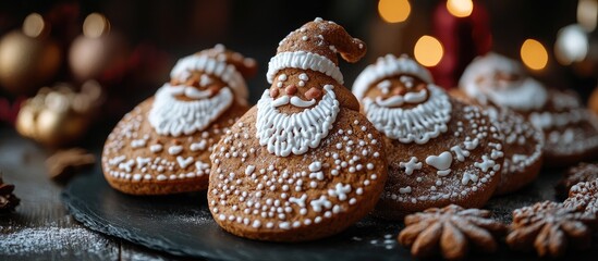 Festive Saint Nicholas gingerbread cookies adorned with icing and decorative elements for a cheerful holiday celebration