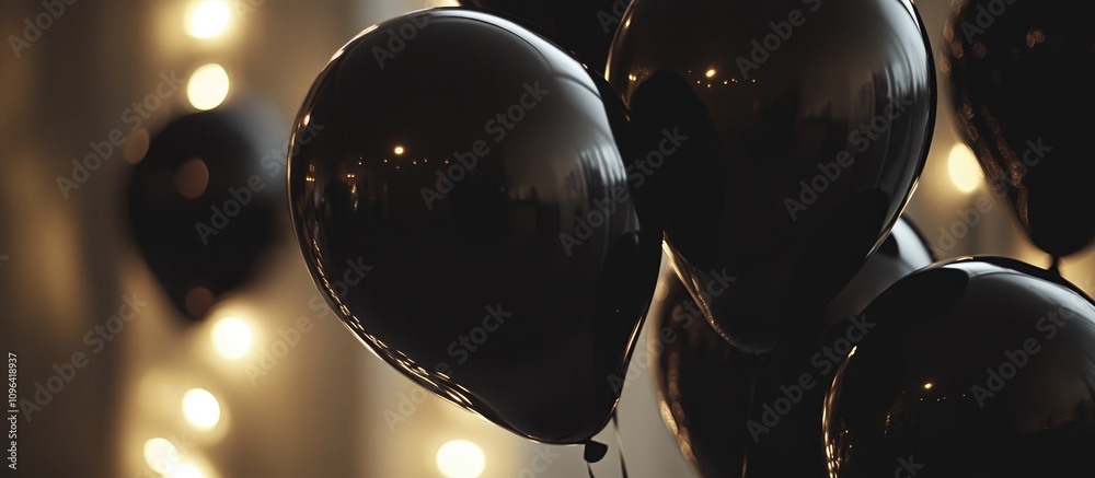 Aufkleber black balloons with reflections on a blurred backdrop creating an elegant atmosphere for celebration