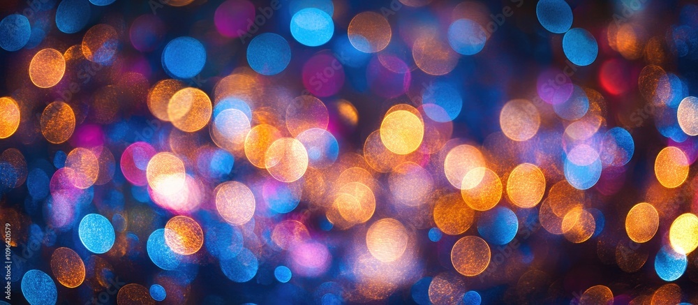 Poster Multicolored bokeh background with blurred light circles on a dark backdrop suitable for creative projects and vibrant designs