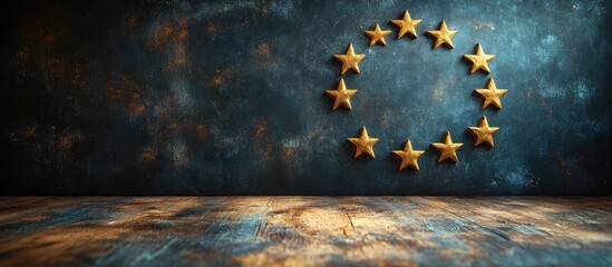 European Union stars symbol against a textured backdrop symbolizing Europe Day celebration and unity in diversity concept for creative design.