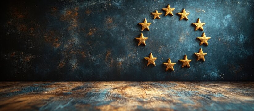 European Union stars symbol against a textured backdrop symbolizing Europe Day celebration and unity in diversity concept for creative design.