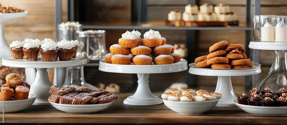 Poster elegant dessert table display featuring an array of delicious sweets and pastries perfect for celebr