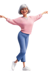 Energetic Cartoon Grandma Dancing Happily
