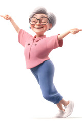 Energetic Cartoon Grandma Dancing Happily
