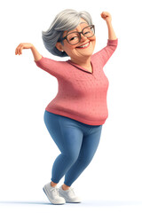 Energetic Cartoon Grandma Dancing Happily
