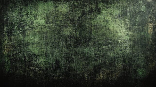 Green scratched metal texture with worn, distressed markings, creating a rugged and industrial appearance.