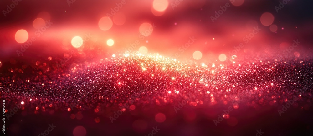Poster vibrant red abstract bokeh lights creating a festive and celebratory atmosphere with sparkling glitt