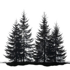 Fototapeta premium Silhouette of Evergreen Trees Forest Landscape Nature Photography Tranquil Environment Close-up View Serenity Concept for Nature Lovers