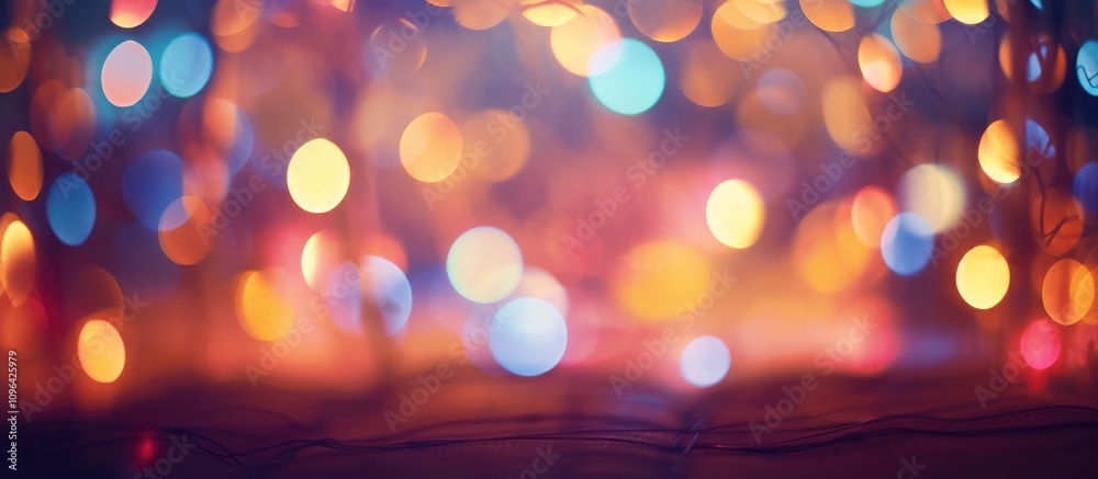 Poster Colorful out of focus bokeh background with vibrant lights creating a dreamy festive atmosphere perfect for celebrations and artistic projects