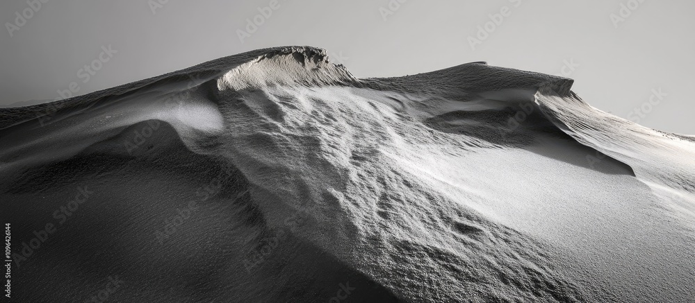 Poster dramatic dunes of a nature reserve showcasing intricate textures and shadows under soft light ideal 