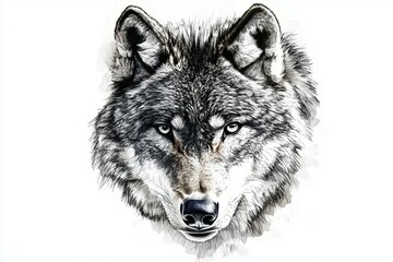 Fototapeta premium Wolf tattoo with clean lines and sharp eyes for a modern look