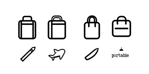 Collection of portable bag icons.