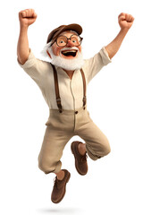 Energetic Elderly Man Dancing and Smiling
