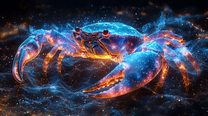 Artistic visualization Cancer constellation illuminated soft nebulae starry night sky showcasing its graceful crab form