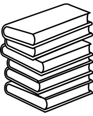 stack of books vector illustration line art transparent background