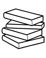 stack of books vector illustration line art transparent background