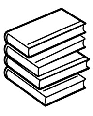 stack of books vector illustration line art transparent background