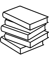 stack of books vector illustration line art transparent background