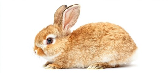Cute fluffy orange bunny nibbling on food isolated against a clean white background ideal for pet and animal-themed projects
