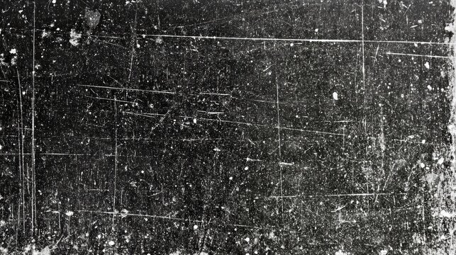 Texture of an old surface on a black background, marked with white scratches, giving it a distressed, worn appearance.
