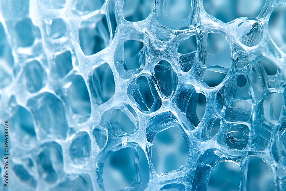 Poster Abstract blue network texture with interconnected nodes and spaces.