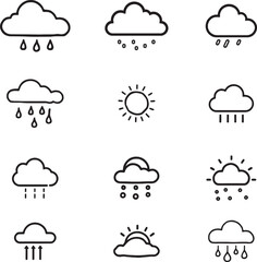 Obraz premium Set of Cloud with rain drops icon