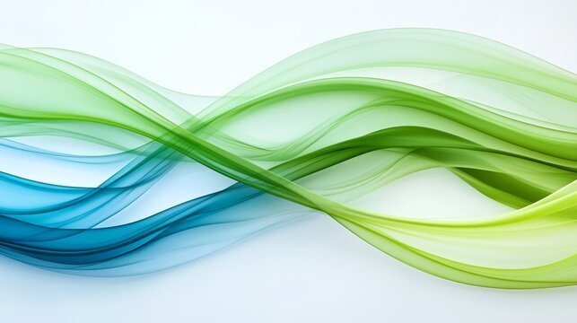  an abstract background with green and blue wavy lines on a white background The colors of the lines are vibrant and the background is a crisp white, creating a bea