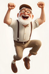 Obraz premium Happy Elderly Man Jumping with Joy 