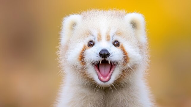  a red panda with its mouth open and tongue out, set against a blurred background It is a high-definition wallpaper with a resolution of 1920x1080