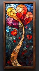 Create a stained glass piece that embodies compassion, unity, and strength. Hearts interconnected by vibrant colors such as deep red, soft pink, and bold purple.