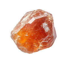 Fototapeta premium Top view of a hyperrealistic single uncut sunstone in an irregular shape isolated on a white transparent background