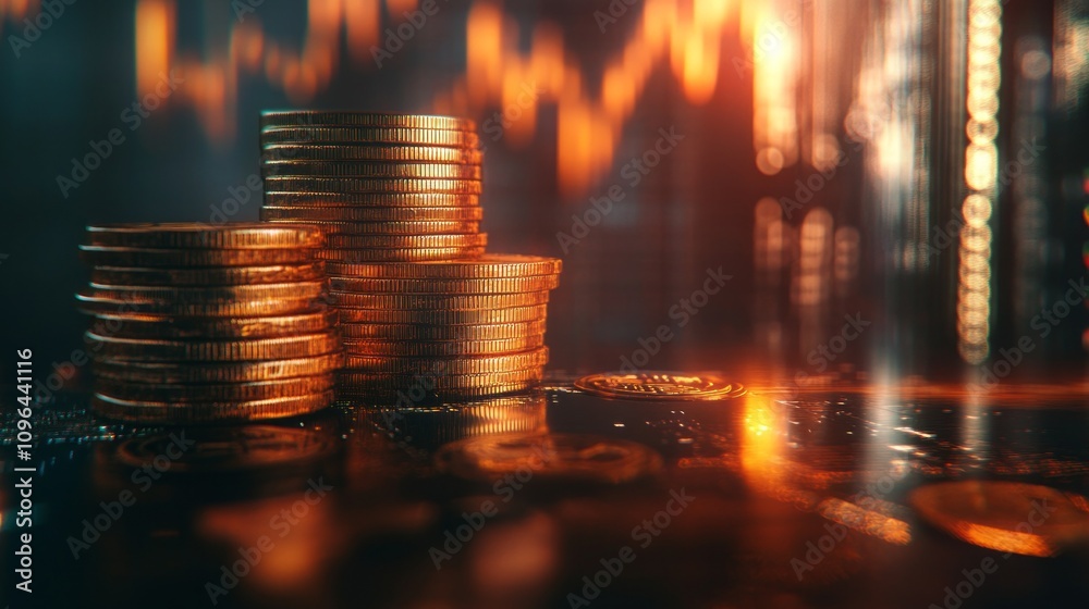 Poster a stack of gold coins on a table