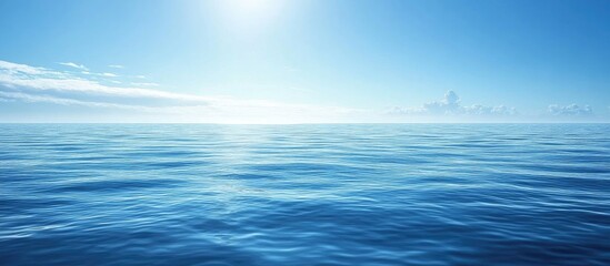 Obraz premium vast tranquil blue ocean under a serene clear sky with soft clouds in the distance reflecting peaceful natural beauty and calmness
