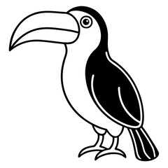 toucan bird silhouette vector illustration line art transparent background