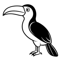 Obraz premium toucan bird silhouette vector illustration line art transparent background