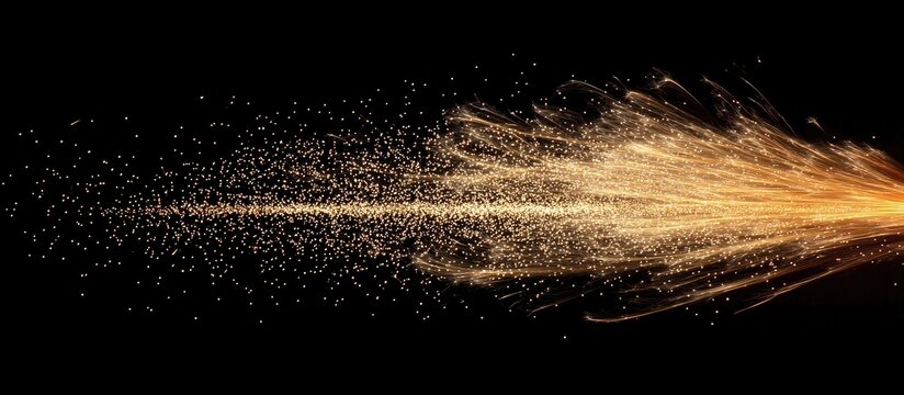 Golden sparkling fireworks display on a black background creating a vibrant and festive atmosphere for celebrations and special events