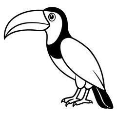 Obraz premium toucan bird silhouette vector illustration line art transparent background