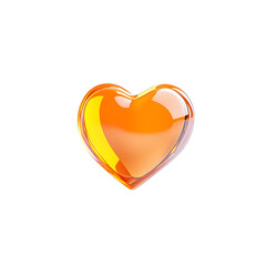 glowing orange heart icon, symbolizing love and affection, with smooth, crystal like appearance. Perfect for romantic themes and emotional expressions